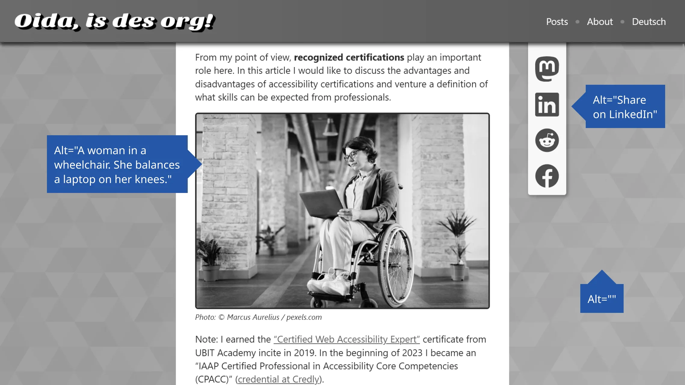 A design with several images for which alternative texts are defined.